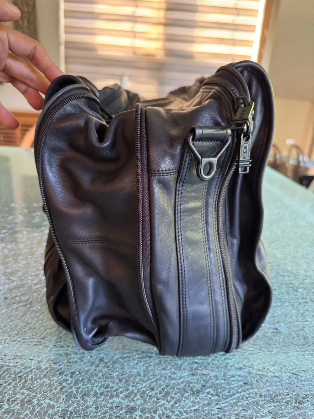 Tumi Classic Black Leather Weekender Duffel Bag - Men's Travel Bag
